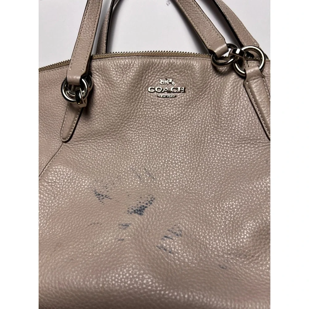 Coach Prairie Satchel Womens Medium Taupe Pebble Leather Handbag F28993